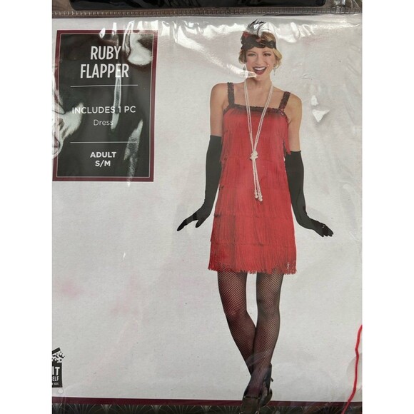 RUBY FLAPPER 1 Pc. Set Adult Halloween Costume Ruby Red Size Adult S/M NEW - Picture 3 of 7